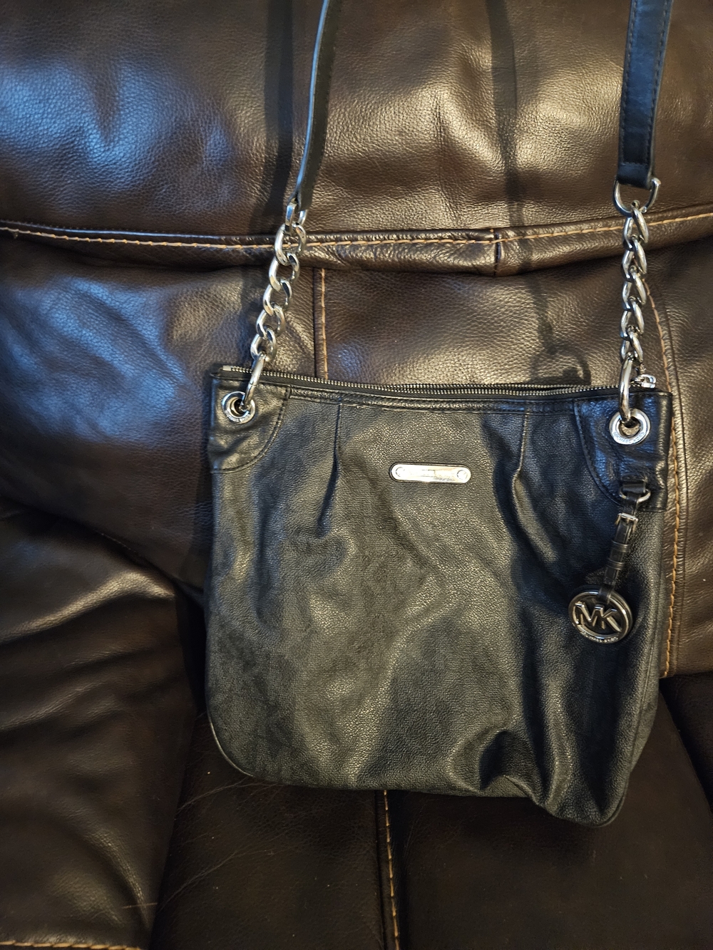 Vintage Michael Kors Black Leather Chain-Strap Shoulder Bag
